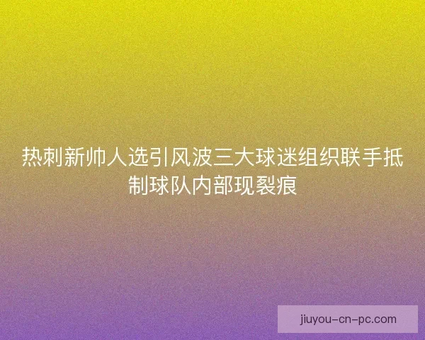 热刺新帅人选引风波三大球迷组织联手抵制球队内部现裂痕